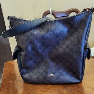 Used Coach Monogram Canvas Bag with Leather Trim